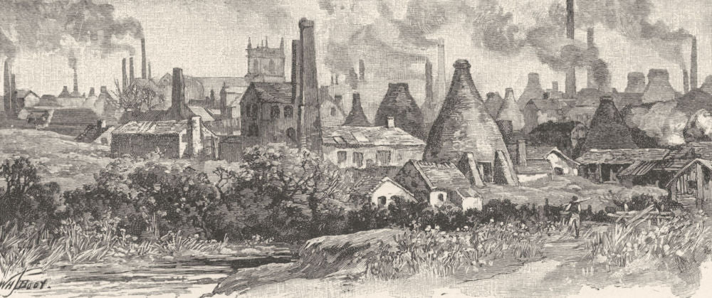STAFFORDSHIRE. In the Potteries 1901 old antique vintage print picture